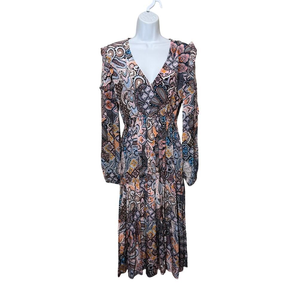 TAJ by Sabrina Crippa Paisley Beaded Midi Dress Sz. S